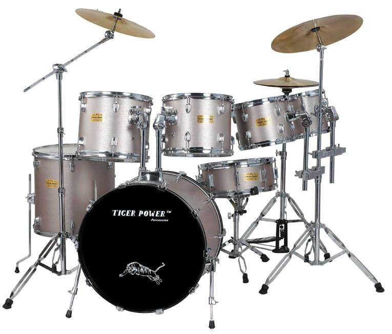 Tiger Power Drum Set - 7 Drums + 3 Cymbals &Amp;Amp; Throne