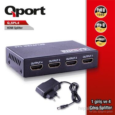 Qport Q-Spl4 Full Hd 1 Giriş 4Çıkışlı Hdmı Splıtter Kktc