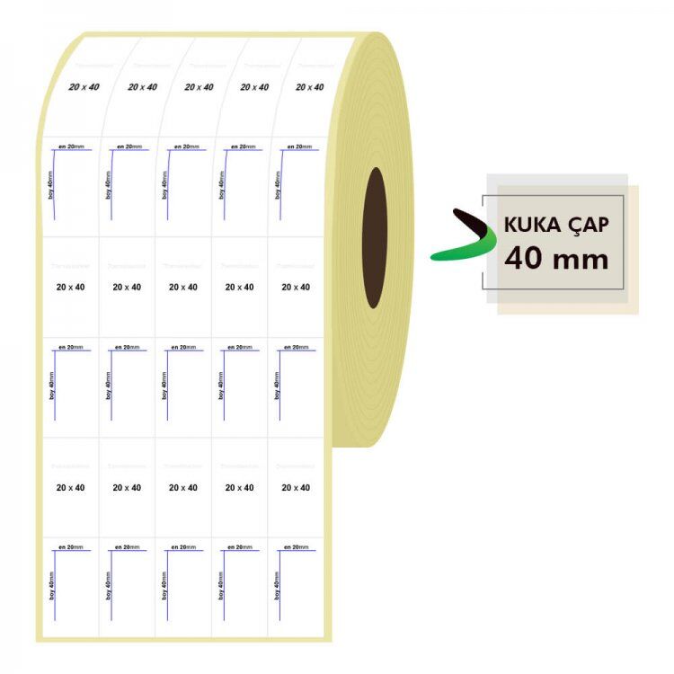 Rulo Kağit Termal Eti̇ket 20Mm X 40Mm 5 Sira 4550 Adet Kktc