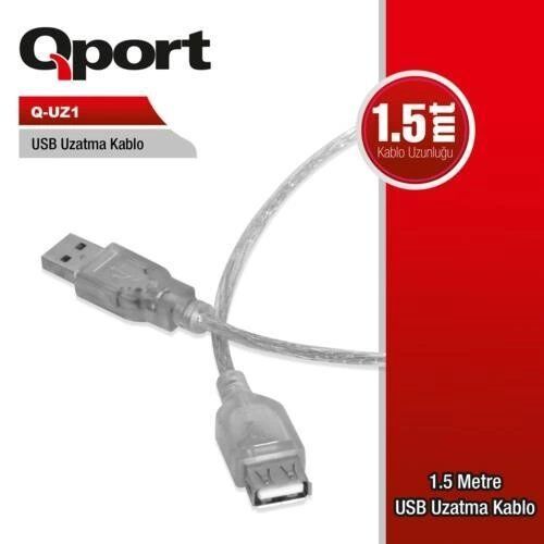 Kablo Qport Q-Uz1 1.5Mt Usb 2.0 Usb Uzatma Kktc