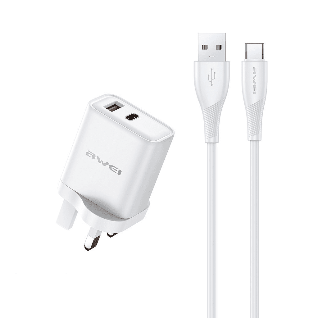 Adaptor Awei Pd81T-Uk Usb-A &Amp;Amp; Usb-C Type-C Beyaz Kktc