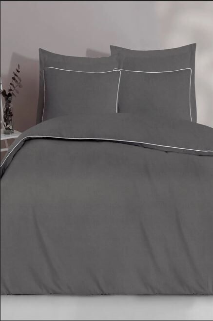 200X220 Luxart Root Biyeli Nevresim Takımı Grıs - Görsel 1