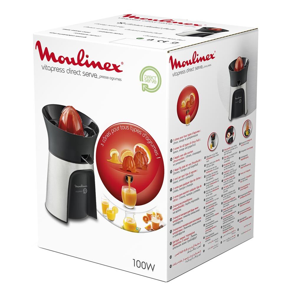 Sıkacağı Moulinex Vitapress Direct Serve 3 Konili Pc603D10 Gümüş/Siyah