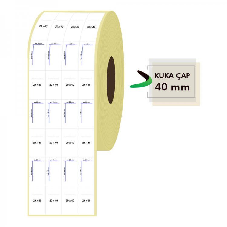 Rulo Kağit Termal Eti̇ket 20Mm X 40Mm 4 Sira 4500 Adet Kktc