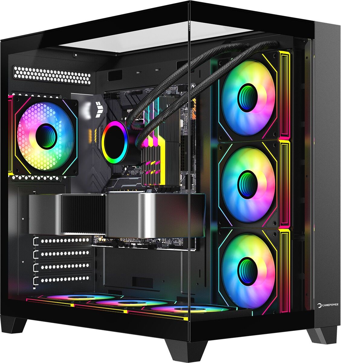 Kasa Gamepower Warcry Topglasss 4X12Cm Fan Argb Siyah Kktc