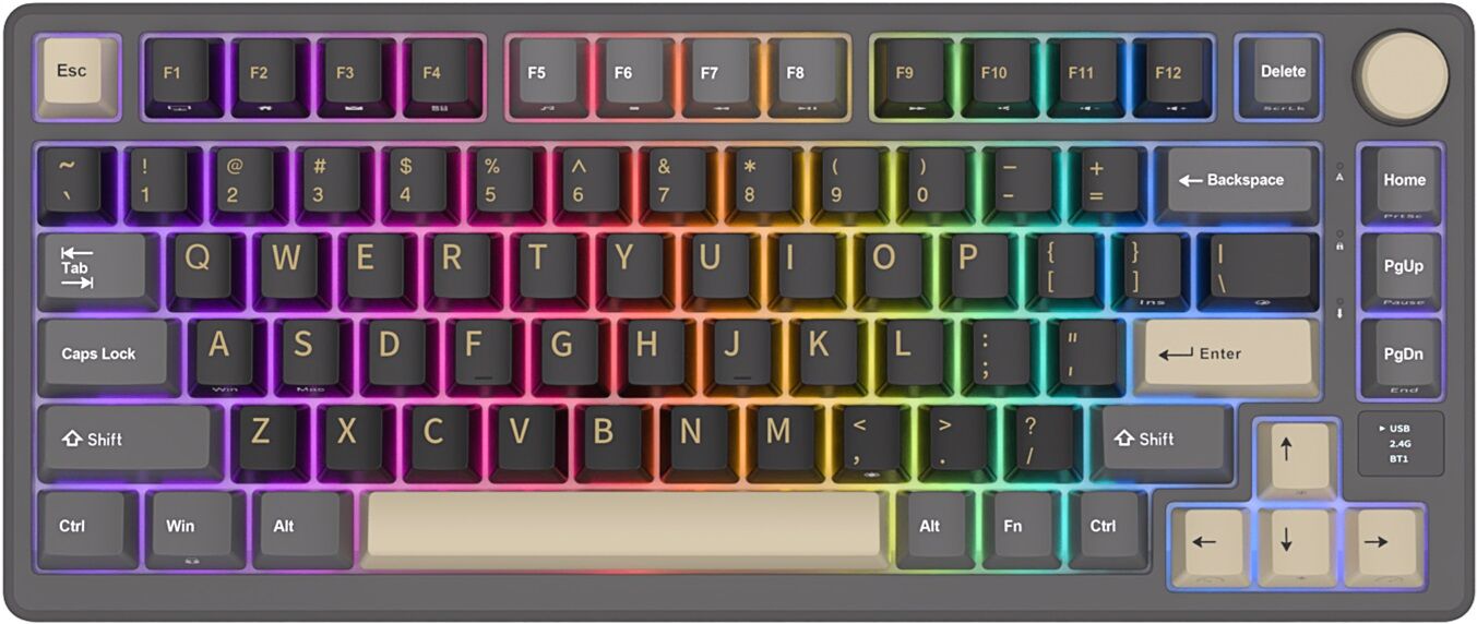 Klavye Royal Kludge M75 Phantom Kablosuz Silver Switch Us Layout