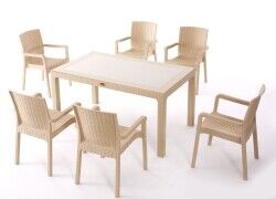 Heniver Rattan 90X150Cm Vektör Camlı Set - Görsel 1