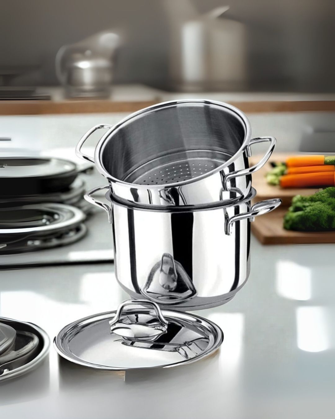 24 Cm 7 Litre Çelik Kuskus Tenceresi - Görsel 1