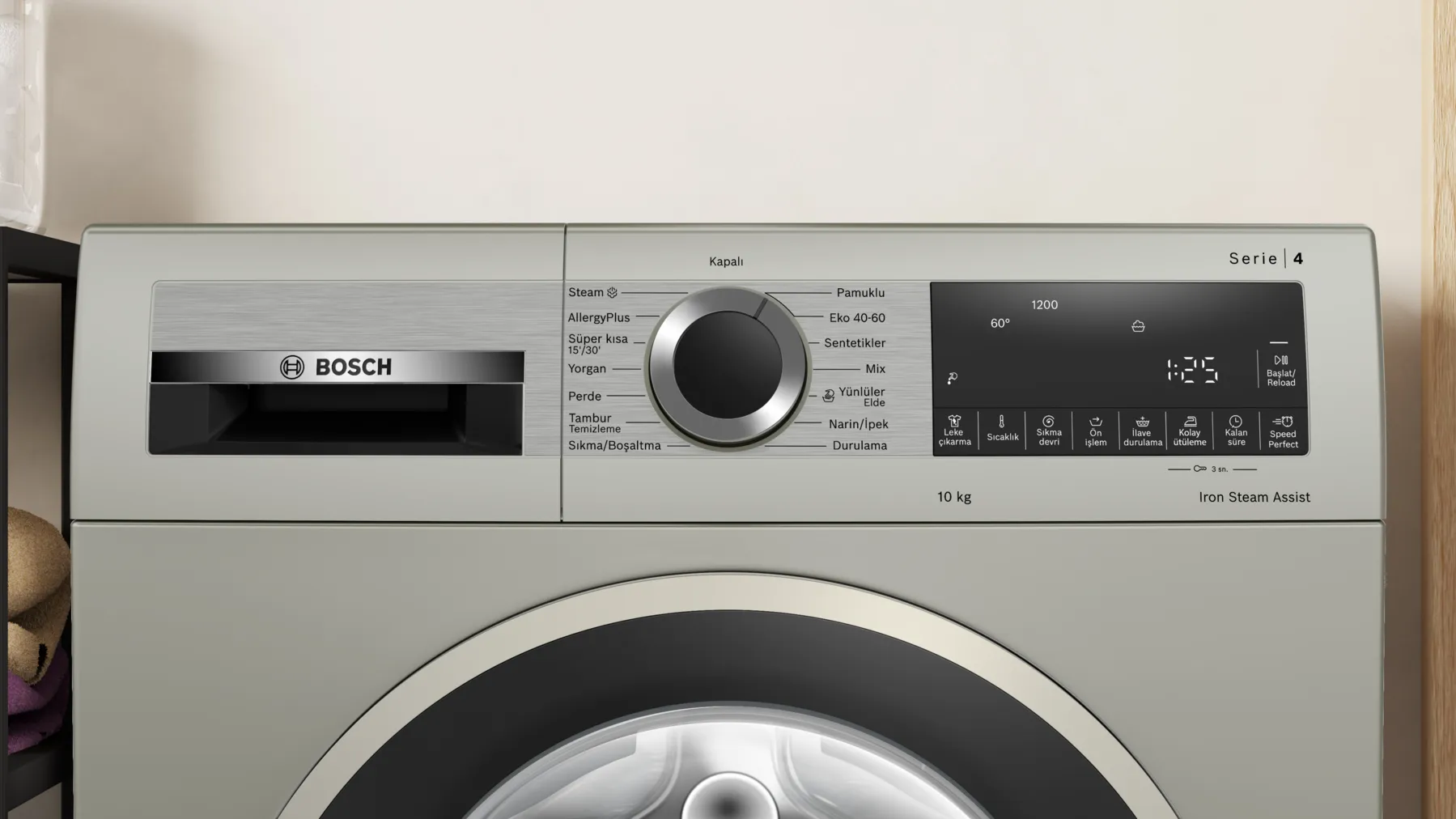 Bosch Serie 4 Çamaşır Makinesi 10 Kg 1200 Dev./Dak., Gümüş - Görsel 1
