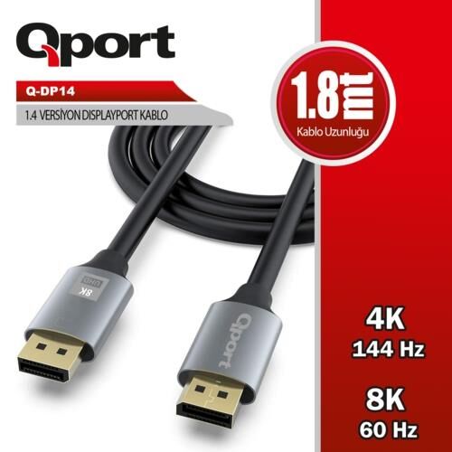 Kablo Qport Q-Dp14 1.8M Display Port 4K 3840X2160 Kktc
