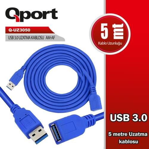 Kablo Qport Q-Uz3050 5Mt Usb 3.0 Usb Uzatma Kktc