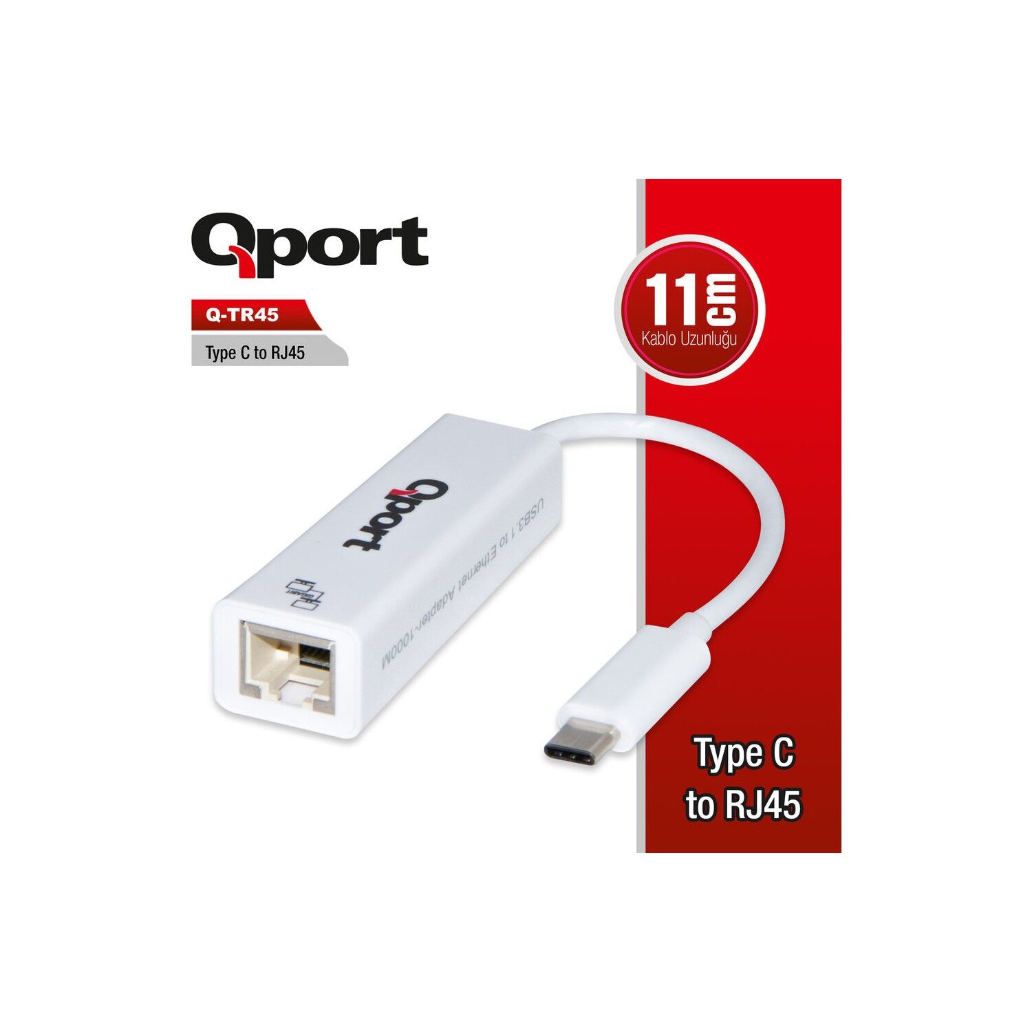 Aksesuar Qport Q-Tr45 Type-C To Rj45 Cevirici Kktc