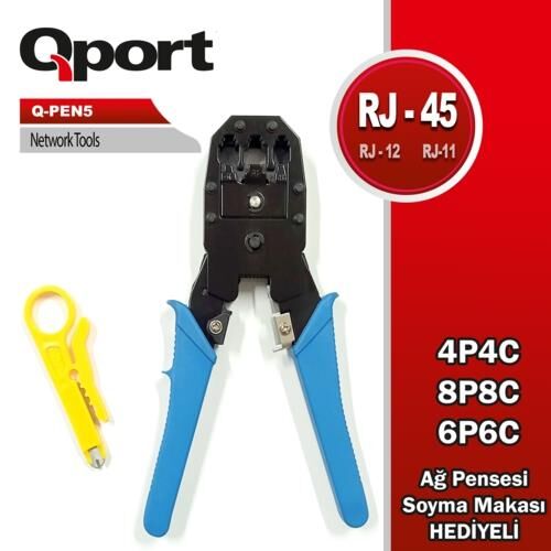 Pense Qport Q-Pen5 Rj11-Rj12-Rj45 (Sıyırma Aparatı İle Birlikte) Kktc