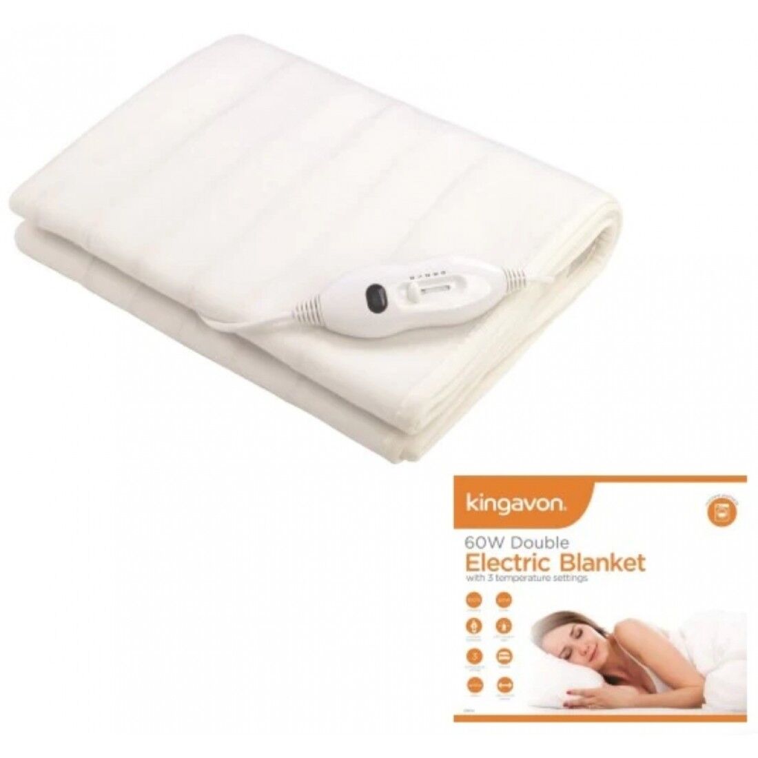 Kingavon 60W Çift Kişilik Yatak Elektrikli Battaniye - 120 X 107Cm - Görsel 1