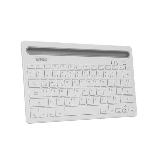 Everest Kb-Bt82 Beyaz/Gümüş Bluetooth Ultra İnce Kablosuz Klavye-Everest Kktc