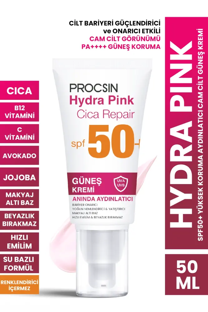 Procsin Hydra Pink (Pembe) Spf50+ Bariyer Güçlendirici Cam Cilt Güneş Kremi Pa++++ - Görsel 1