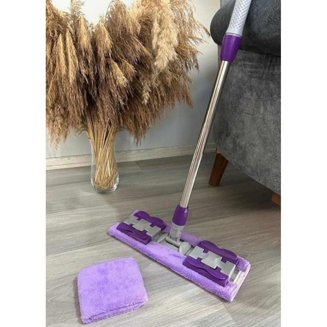 Mandallı Teleskopik Mikrofiber Mop (Yedek Bez Hediyeli) - Görsel 1
