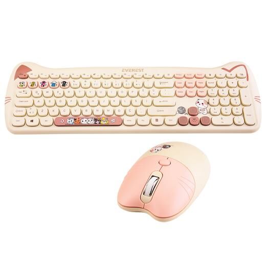 Everest Km-6283 Catty Sarı Kablosuz Q Multimedia Klavye + Mouse + P...-Everest Kktc