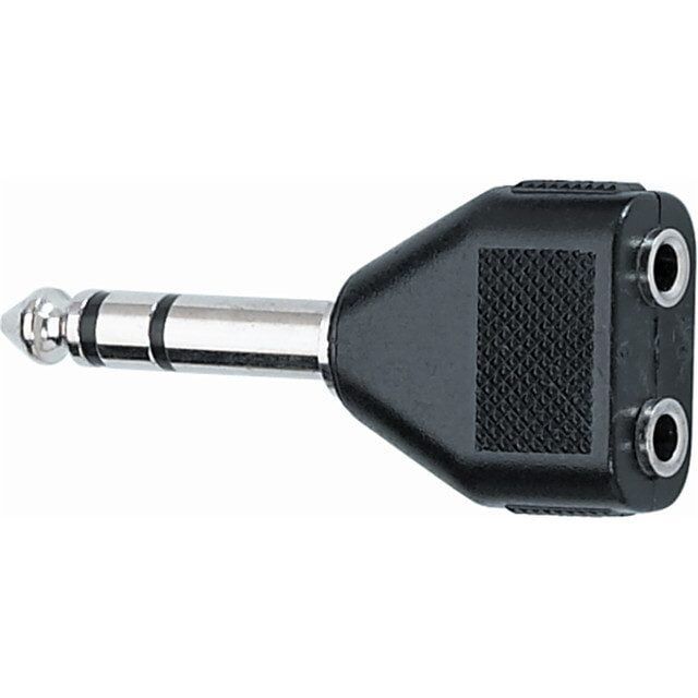 Ad23 Adaptor - Stereo 6.3Mm Jack Plug To 2 Stereo 3.5Mm Jack Sockets