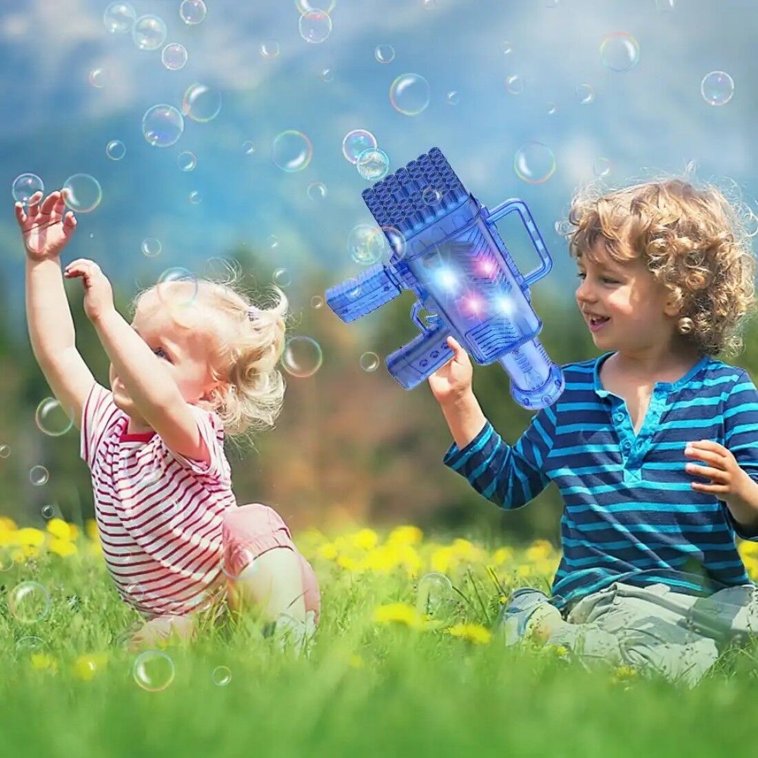 46 Holes Pilli Renkli Işıklı&Amp;Amp;Sesli Bubble Gun - Görsel 1