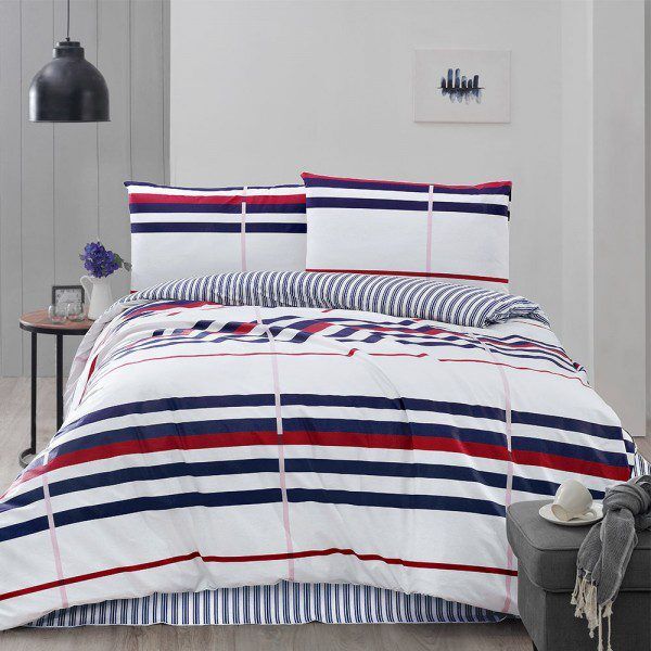 Altinbaşak – 200X220 Ranforce Nevresi̇m Takimi Striped Kirmizi