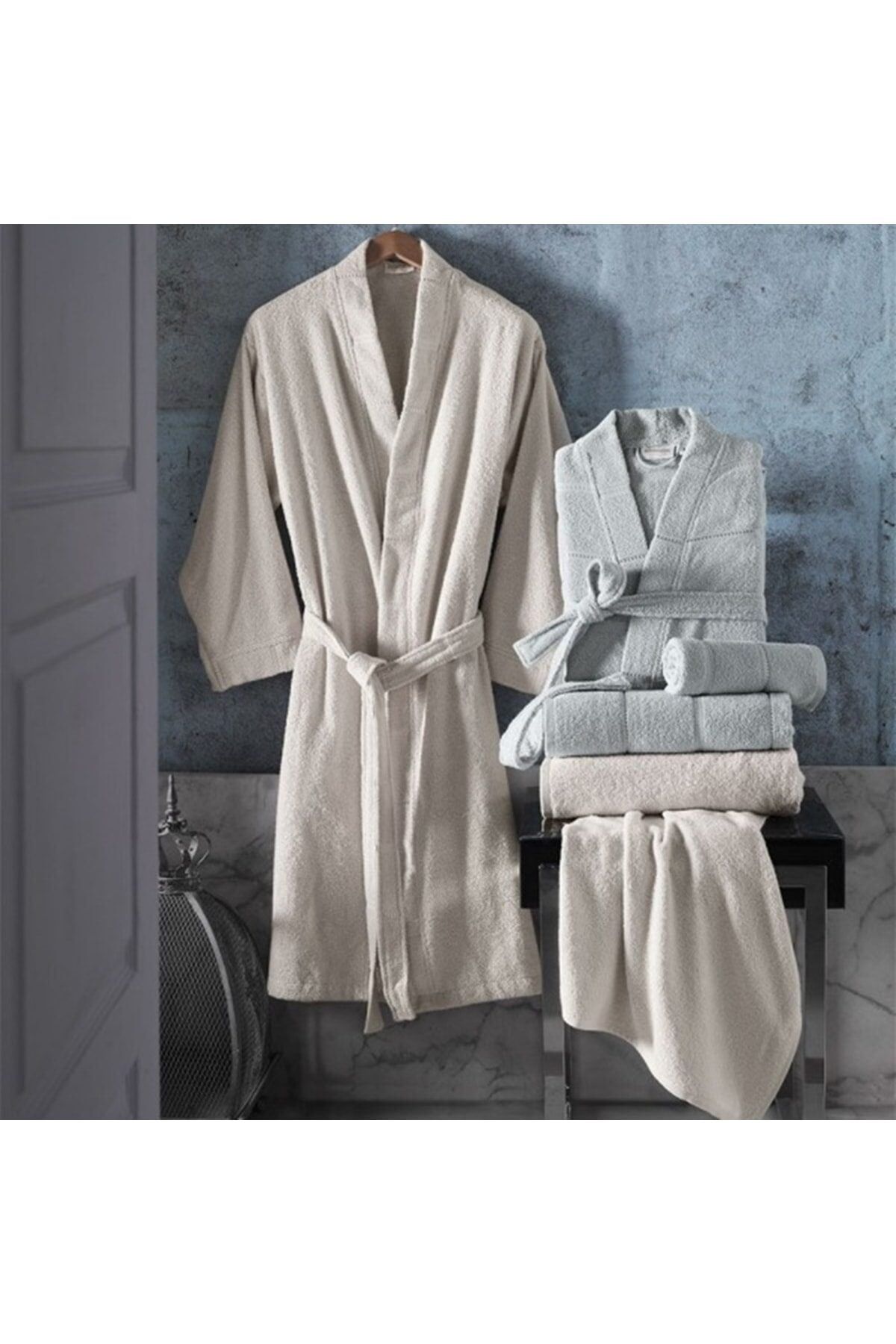 Altınbaşak Pure Soft Pamuk Aile Bornoz Seti Mint - Bej Altınbaşak Pure Soft Pamuk Aile Bornoz Seti Mint - Bej