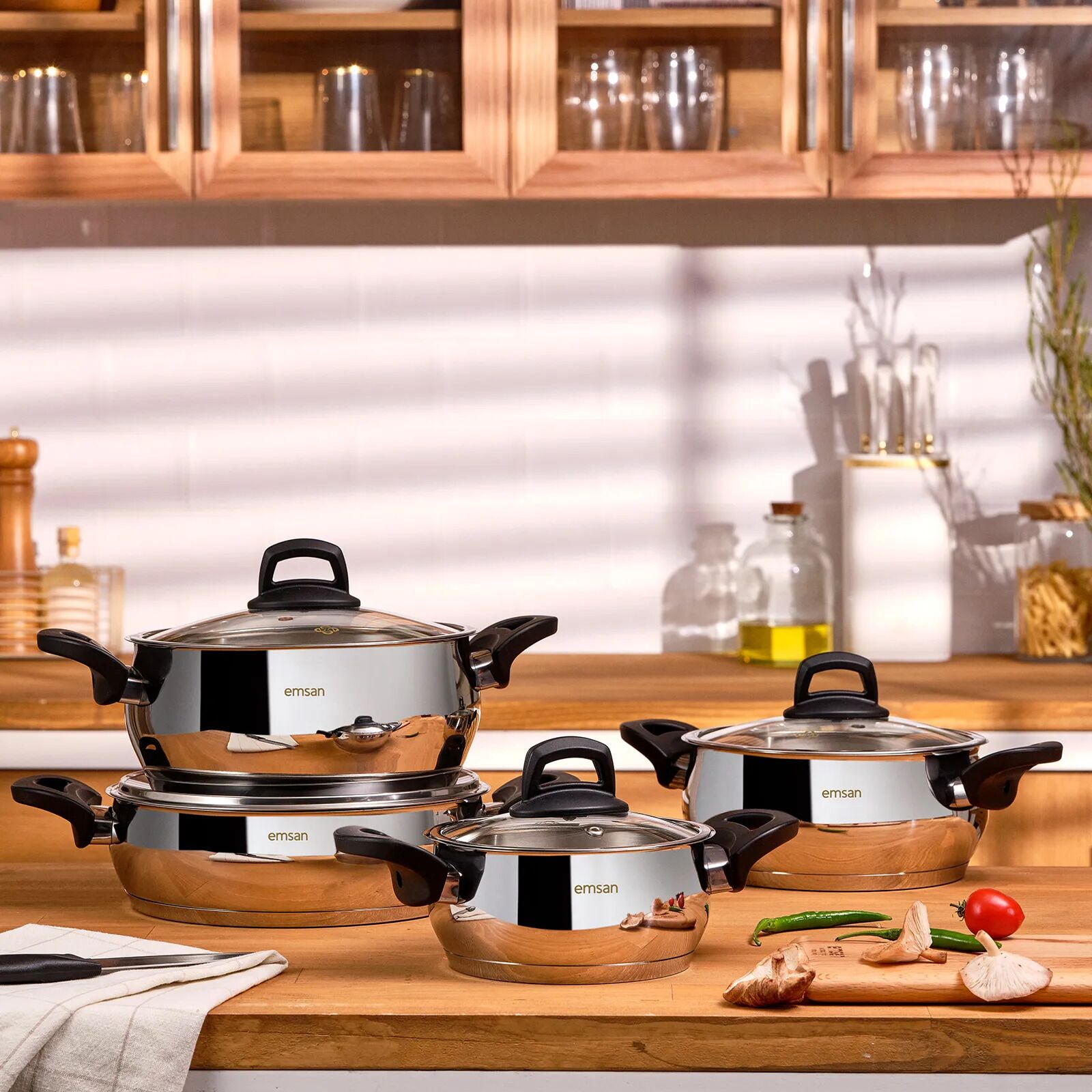 Emsan Mısra 8 Parça Tenc Seti Çelik - Görsel 1