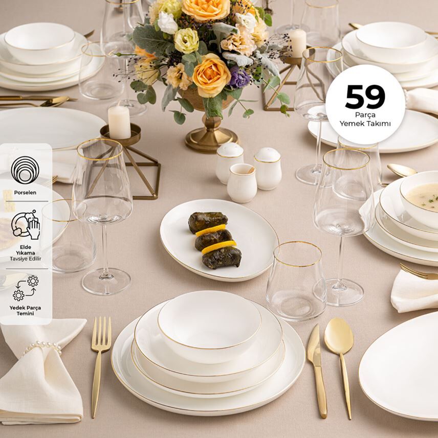 1000003584001 Emsan Fıne Bone Galıa Ymt 59 Prç Fd Gold Yuvarlak - Görsel 1