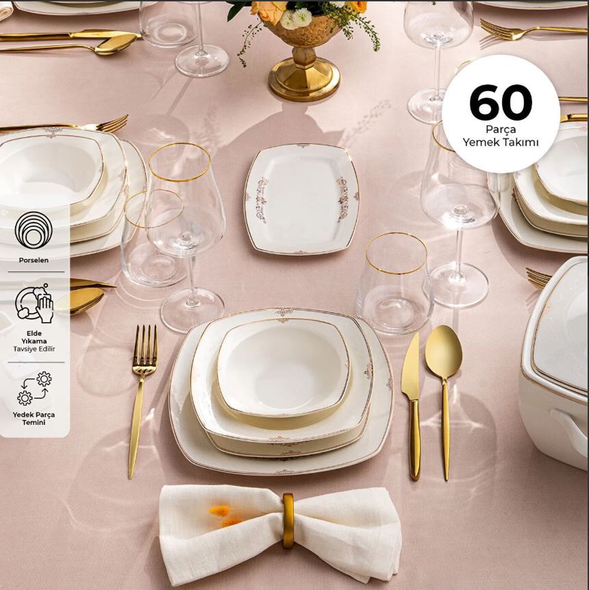 Emsan Bone Yeni Mimoza Ymt 60 Prç Hs Plt Y.kare - Görsel 1