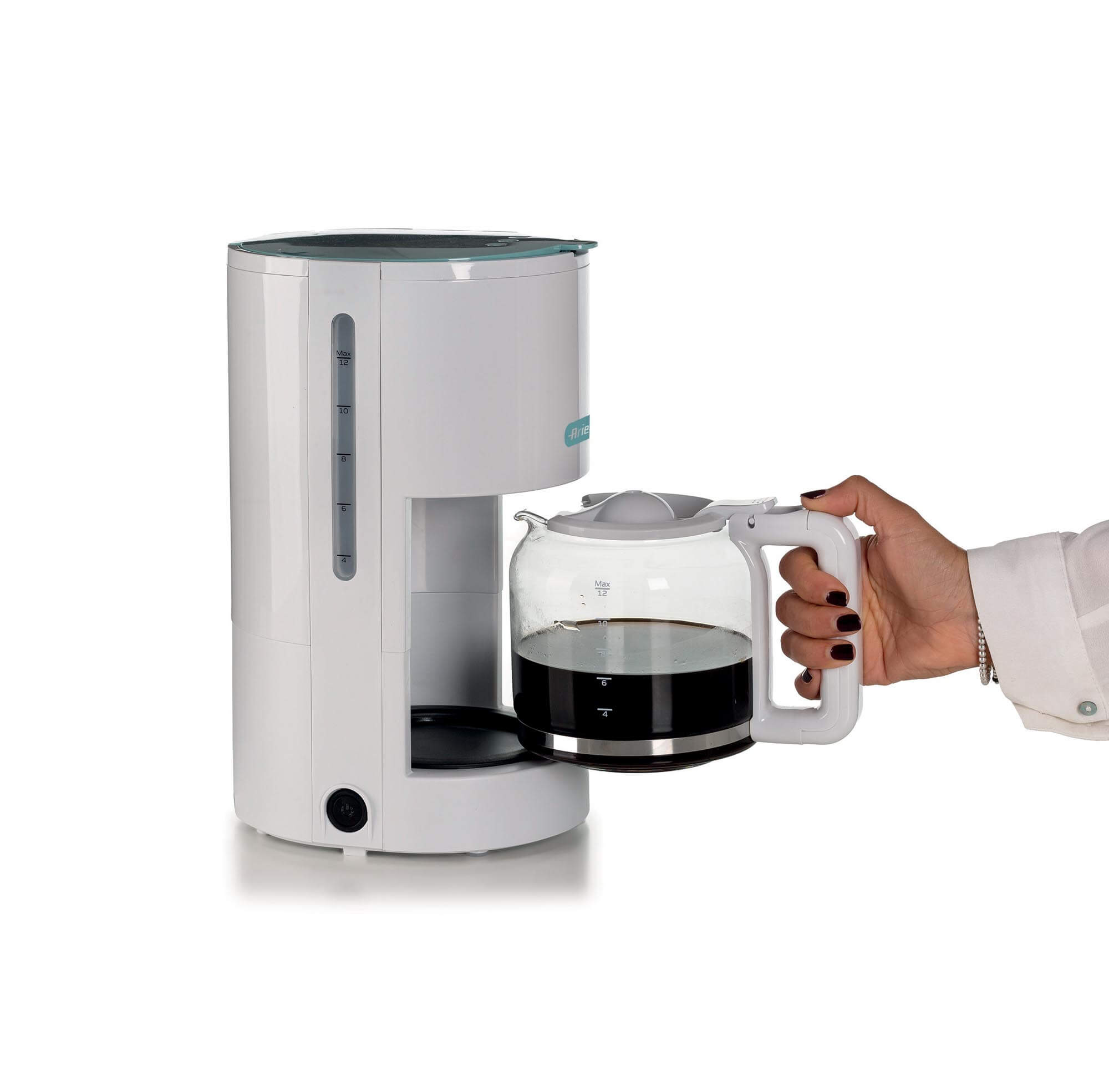 Ariete-Breakfast-Filtre-Kahve-Makinesi-12-Fincan-Beyaz-1 Kolay Ve Hızlı Kullanım Sağlayan Kullanıcı Dostu Dizayn. Arkadaşlarla Filtre Kahve Keyfi Için 12 Bardak Kapasiteli Cam Sürahi. Yapışmaz Kaplamalı Isıtma Plakası