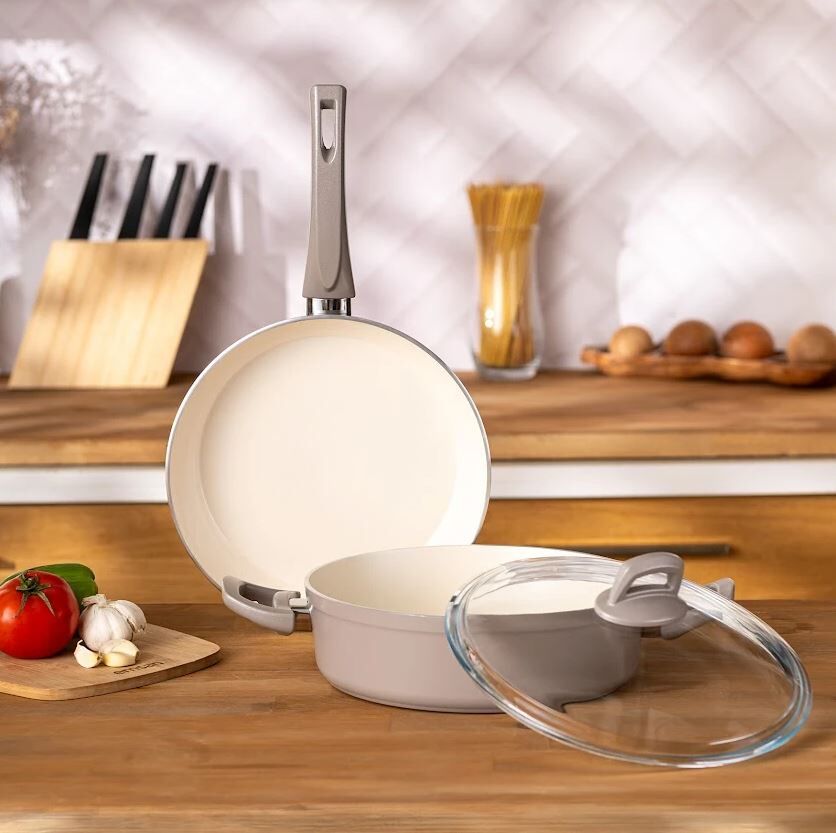 1000232389001 Emsan Crystal Tava Seti 3 Prç, Bej - Görsel 1