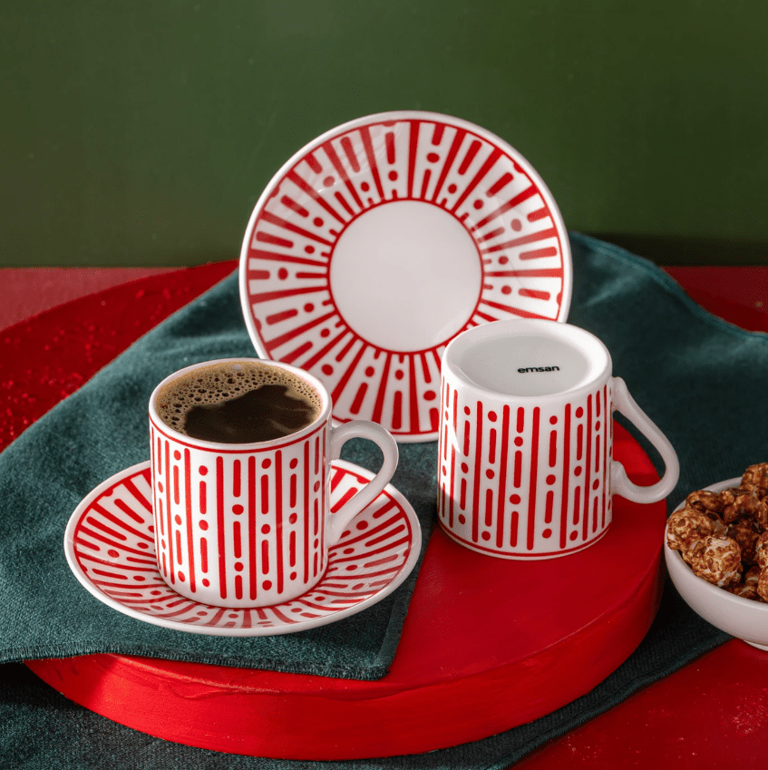 60015013132 Emsan Abrıl New Bone 2 Kişilik Kahve Fincanı - Görsel 1