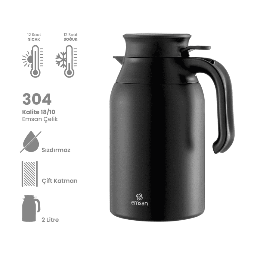 60015013626 Emsan Class Termos, 2 Lt, Siyah - Görsel 1