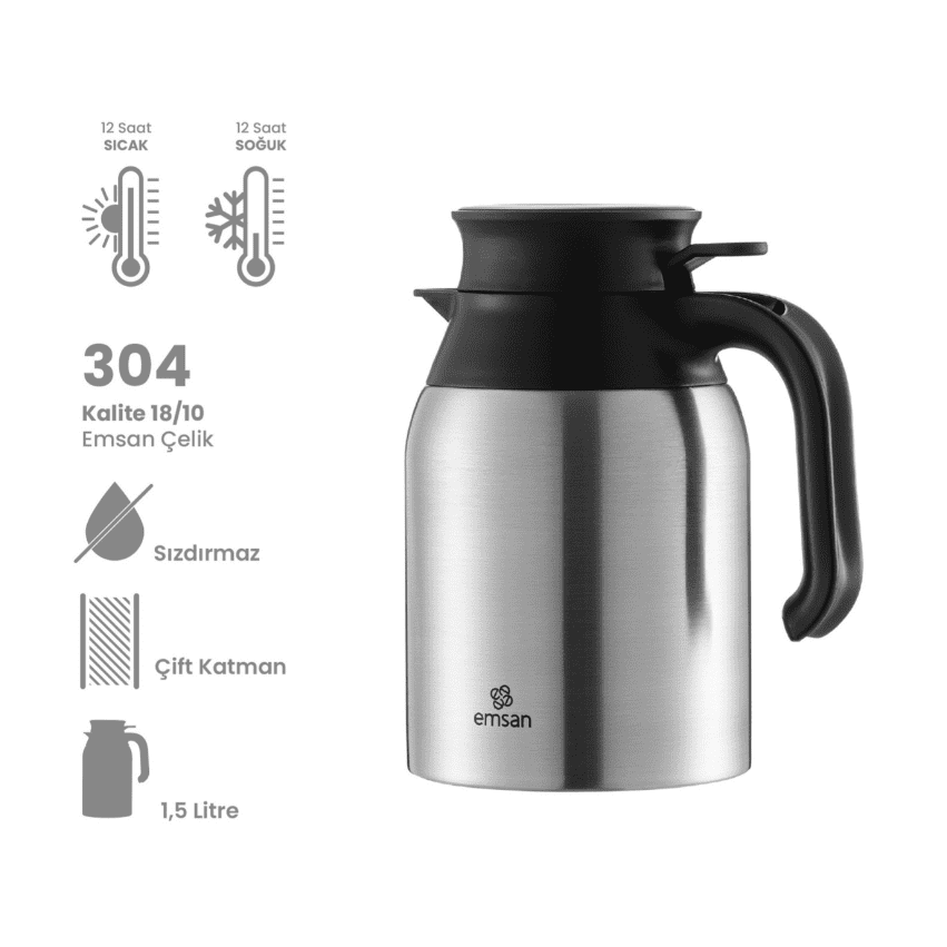 60015013631 Emsan Class Termos, 1,5 Lt, Inox - Görsel 1