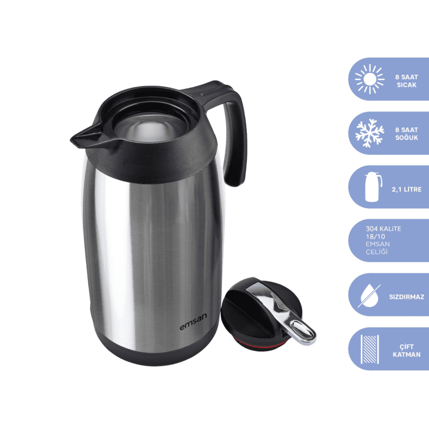 60015013649 Emsan New Vega Termos 2 Lt Inox - Görsel 1