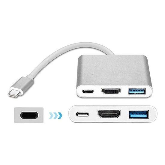 Adaptor Type-C 3.1 To 1 Port Usb 3.0 + 1 Port Type-C + Hdmı Al-4962 Kktc Adaptor Type-C 3.1 To 1 Port Usb 3.0 + 1 Port Type-C + Hdmı Al-4962 Kktc