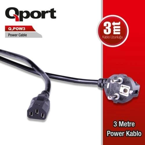 Kablo Qport Q-Pow3 3Mt Pc Power Kablosu Kktc Kablo Qport Q-Pow3 3Mt Pc Power Kablosu Kktc