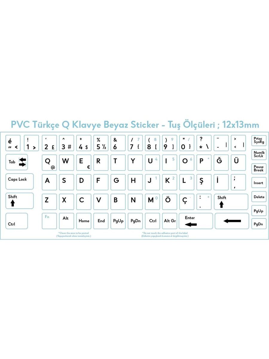 Klavye Etiketi Türkçe Turkish Sticker Beyaz Kktc Klavye Etiketi Türkçe Turkish Sticker Beyaz Kktc