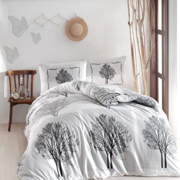 Altinbaşak – 200X220 Ranforce Nevresi̇m Takimi Tree Gri̇