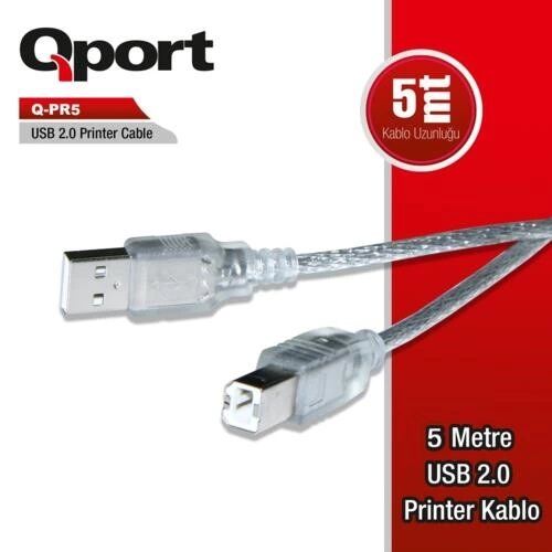 Kablo Qport Q-Pr5 Usb 2.0 5Mt Yazıcı Kablosu Kktc