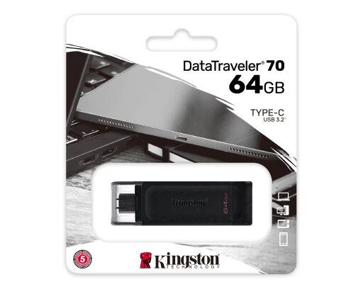 Usb Bellek Kıngston 64Gb Usb-C 3.2 Gen1 Dt70/64Gb Kktc