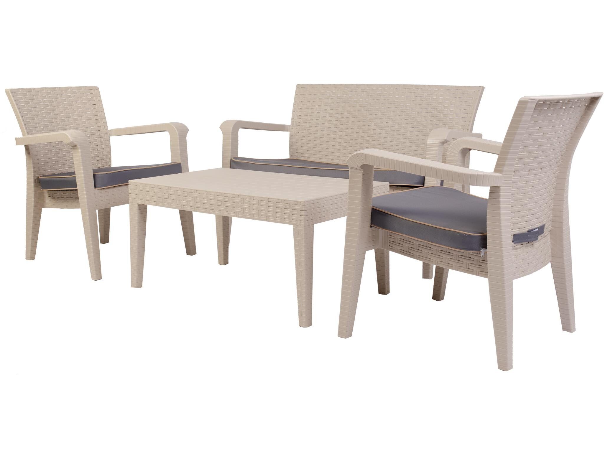 Alaska İkili Krem Set, Minderli, 2+1+1+S - Görsel 1