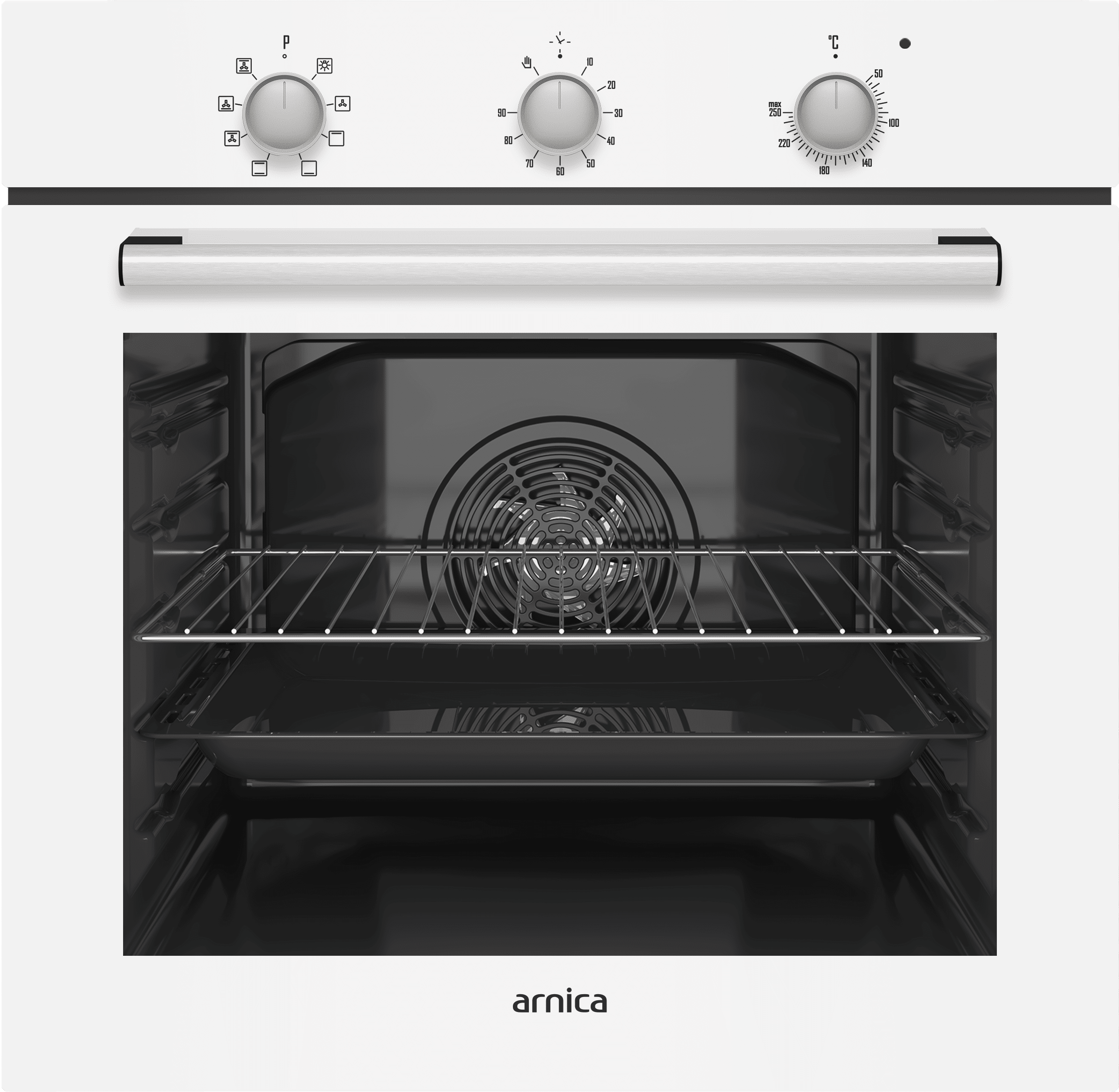 Arnica 0+8 76 Lt. Turbo Ankastre Fırın Beyaz / Siyah - Görsel 1