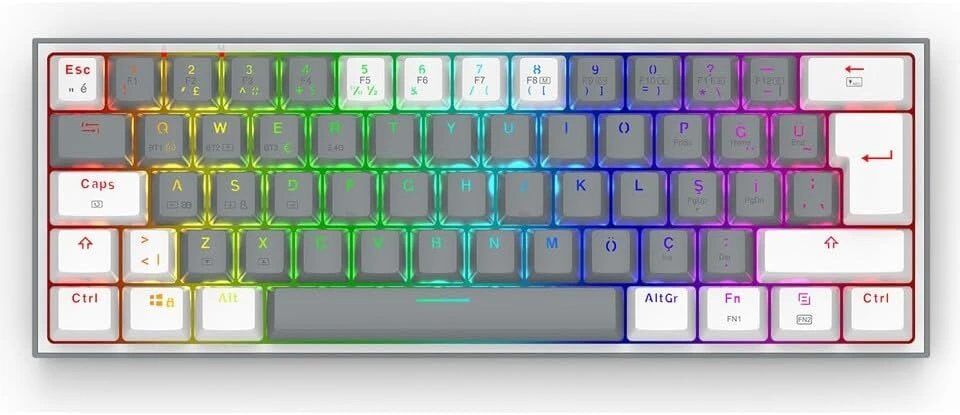 Redragon K616 Fizz Pro Rgb Red Switch Kablosuz Gri / Beyaz Compact Kktc