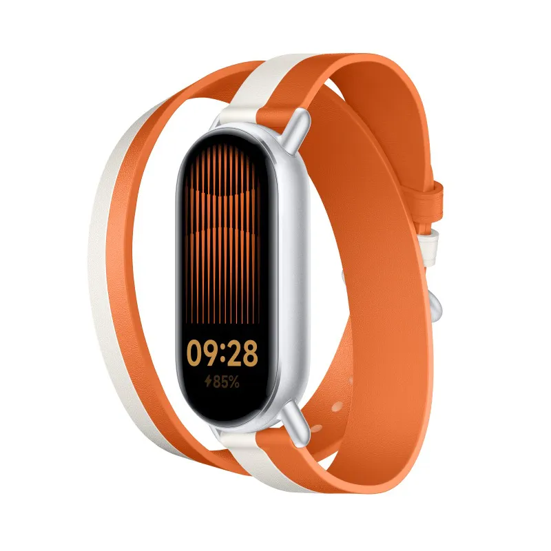 Xiaomi Akıllı Bileklik 8/9 Çift Tonlu Deri Kayış Beyaz Ve Turuncu-Λουράκι Xiaomi Smart Band 8/9 Dualtone Leather Strap White &Amp;Amp; Orange-Xiaomi-Kktc