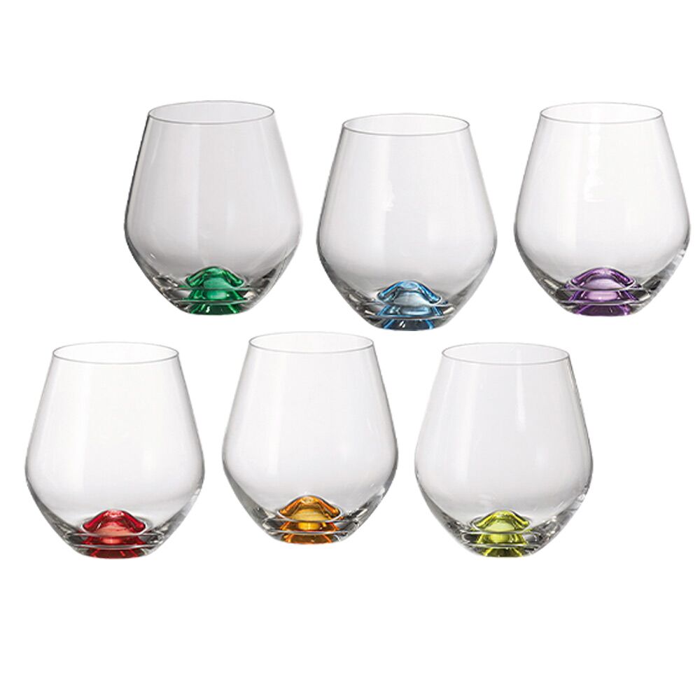 Kristal Su Bardağı Krallik Kristal Bohemya Tori Renkli (6 Parça Takım) 26911 Şeffaf