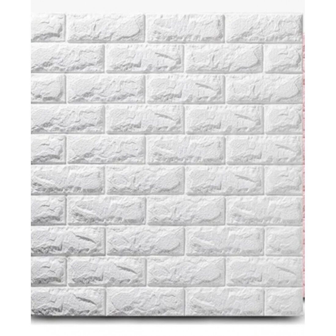 Yapışkanlı 3 Boyutlu Tuğla Desenli Duvar Sticker Beyaz (Her Pakette 2 Adet-1 M²) 70X77 - Görsel 1