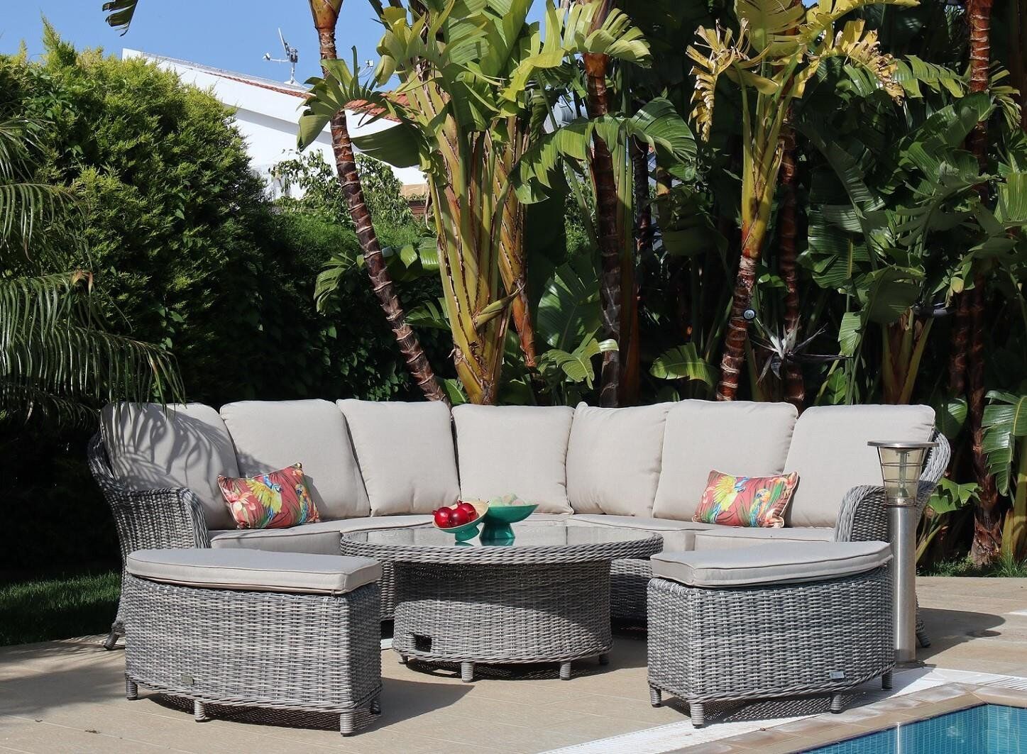 Keywest 1365 Round Corner Sofa &Amp;Amp; Dining Set - Görsel 1