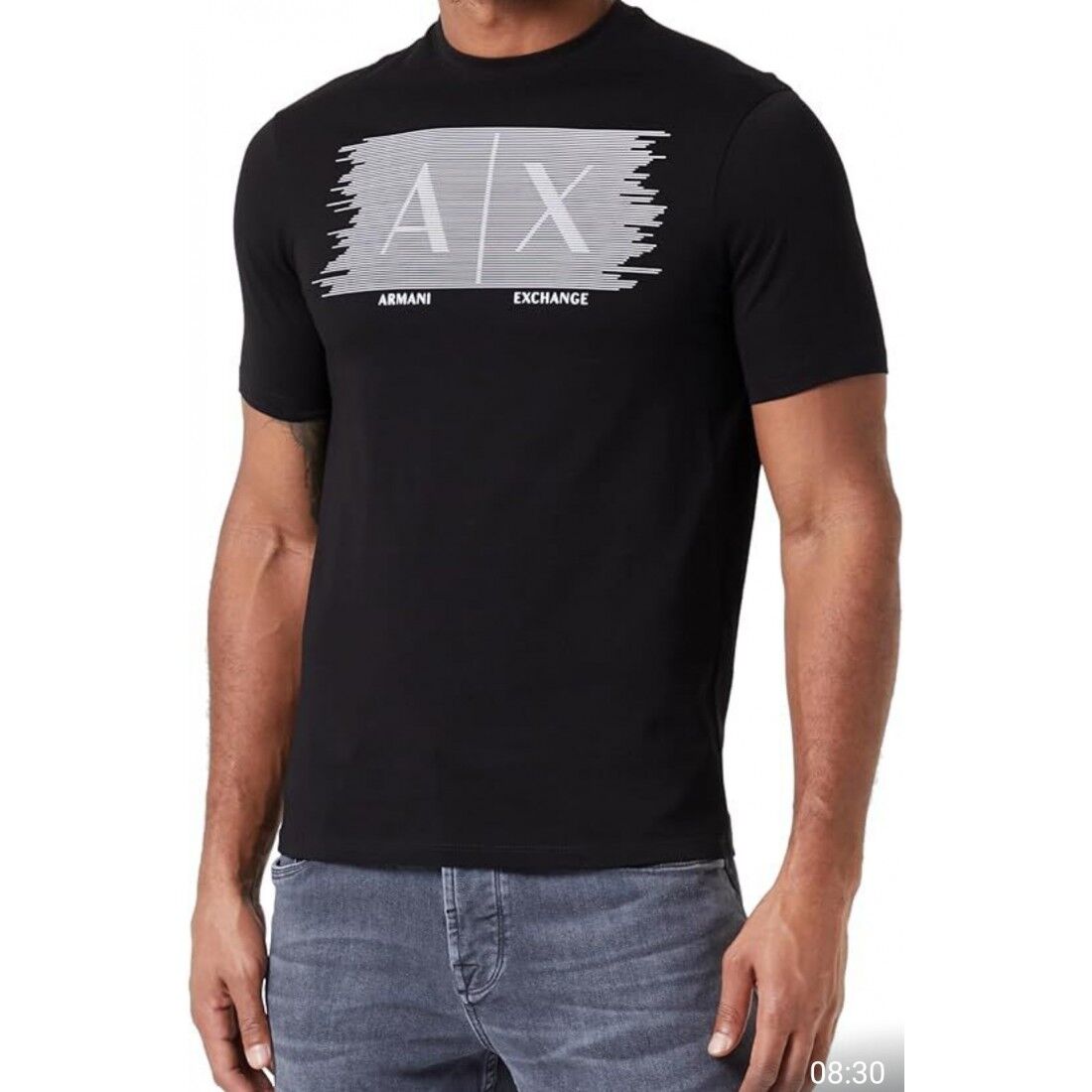 Aix Armani Exchange Stripe Graphic T-Shirt - Görsel 1