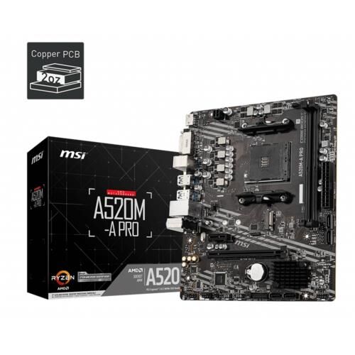 Anakart Msi A520M-A Pro Ddr4 S+V+Gl Am4 Kktc